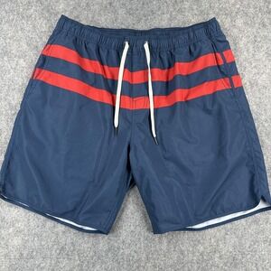 Fair Harbor Swim Shorts Mens 2XL Blue Red Board Trunks Recycled Polyester Lined